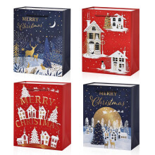 BBLIKE 4 Pcs Gift Bags - Christmas Bags with Gift Cards, Gift Bags for Presents, Reus