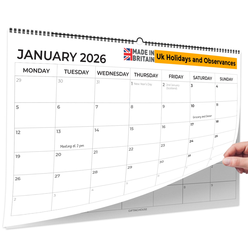 Photos - Massager Giftinghouse Wall Calendar UK - Calendar Month to View - 12 months calendar 2026