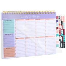 Thboxes Weekly Planner Notepad, Undated Weekly To Do List Pad 52 Tear off Sheets, Des
