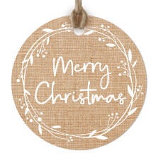 50 pcs Brown Merry Christmas Tags Round Paper Tags for Presents Christmas Labels with