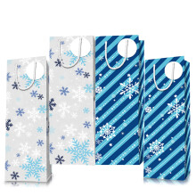 4 Pcs Christma Bottle Bag Wine, Reusable Kraft Paper Wine Gift Bag bulk with Handles,