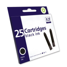 25 x Standard Sized Universal Black Fountain Pen Ink Cartridge Refills