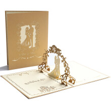 JeoPoom Wedding Greeting Cards, Pop-up Card, 3D Greeting Card, Folding Card with Enve