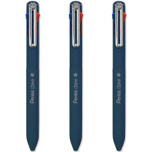Pentel iZee 4 Colour Ballpoint Pen - Deep Blue Barrel - Multi Ink - Black, Blue,