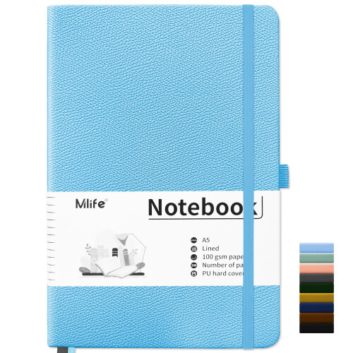 Mlife A5 Notebook-Lined Journal Notebooks with 200 Pages,100 Gsm Thick Paper,PU Hard