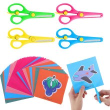 4 Pcs Kids Scissors, Childrens Safety Stainless Steel Scissors Safety Edge Plus Elast