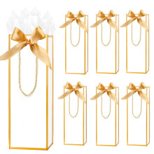 6 Pack Wine Gift Bags with Tissue Paper Wine Bottle Paper Bags with Bow Ribbon for We