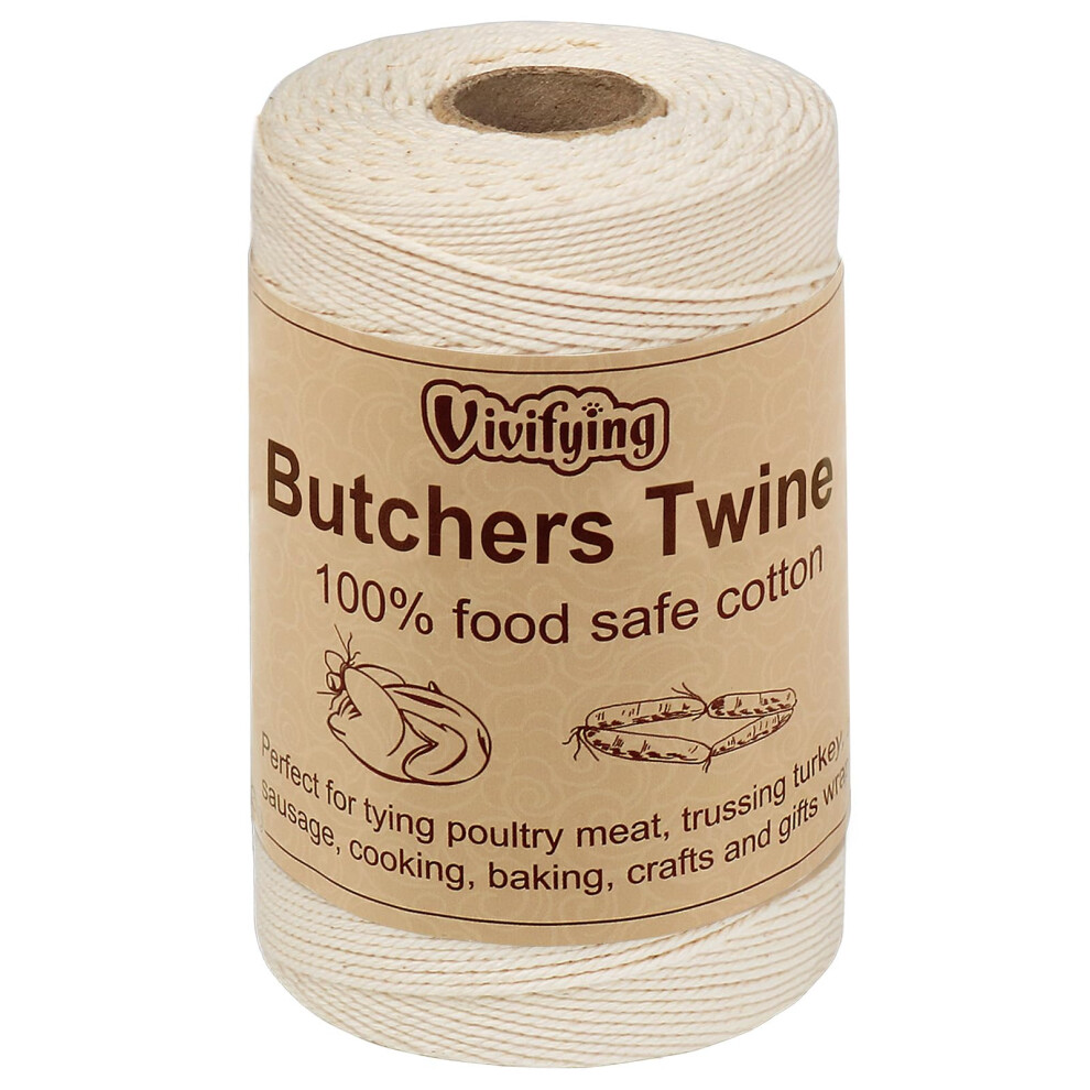 Vivifying Butchers String, 656 Feet /200M 3Ply Cotton Butchers Twine, Food Safe Cooki 80524113