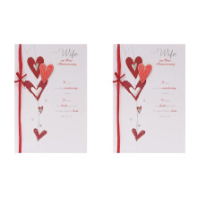 UK Greetings Wedding Anniversary Card for Wife - Sentimental Design (Pack of 2)