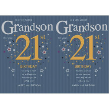 Piccadilly Greetings Group Ltd STUNNING TOP RANGE A VERY SPECIAL GRANDSON ON YOUR 21S