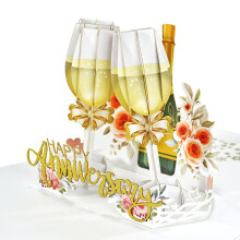 CUTPOPUP Champaign Glasses Pop Up Anniversary Cards, Wedding Anniversary Card, 3D Val