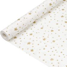 15M Gift Wrapping Paper Roll : White Paper with Gold Star Pattern Recyclable Wrapping Paper for Christmas Birthday Wedding Valentines Day Gift Wrappi