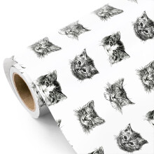 RUSPEPA Kitty Cat Wrapping Paper - Mini Roll - 43.2cm x 5m - Black and White Cat Wrap