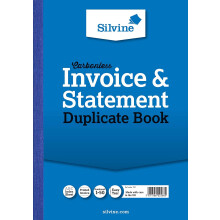 Silvine Carbonless Duplicate Invoice & Statement Book - Numbered 1-50 with index shee
