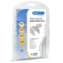 Rapesco 1246 Assorted Type 923 Galvanised Heavy Duty Staples, 8, 10, 12 and 13 mm, Pa