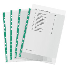 Esselte A4 Punched Pockets, 100 x Poly Pockets, 34 Micron Thickness, Clear Embossed A