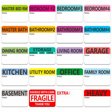 Hebayy 500 pcs 20 Designs Pre-Printed Color-Coded Home Moving Packing BoX Labels with