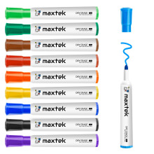 maxtek Whiteboard Markers Bullet Tip, Dry Wipe Pens for White board Flip Chart, Low O