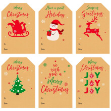 G2PLUS Kraft Christmas Labels Stickers, 120PCS Brown Sticky Writable to from Labels,