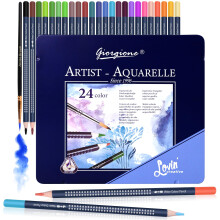 Reaeonat Watercolour Pencils, 24 Professional Colored Pencil Set in Tin Box for Adult