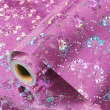 Pink Holographic Wrapping Paper Roll, 43CMx10M Metallic Foil Shiny Butterfly Gift Wra