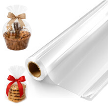 GRIFTO Clear Cellophane Wrap 80cm x 30m Double Folded Roll Tear Resistant | Heavy Duty Wrapping Rolls | Food Grade | Waterproof for Hampers Bouquets