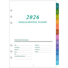 Diary 2026 Week to View A5 Refill, Jan to Dec,1 Week on 2 Pages, UK Holiday, Colorful