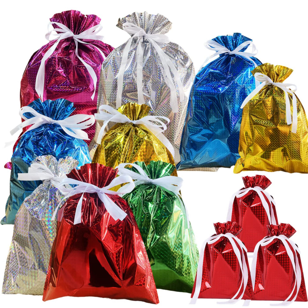 Photos - Other Office Equipment 12 Pack Solid Color Foil Gift Bag Multipack Drawstring Gift Bags,6 Color Shimmer Wrapping Bags,Jumbo Xmas Bag,Reusable Large
