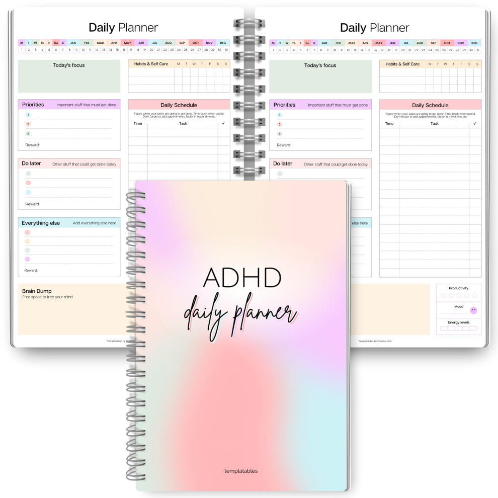 Photos - Other Office Equipment ADHD Daily Planner for Neurodivergent Adults - Productivity Daily Planner & Task