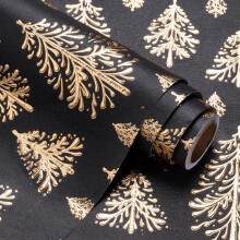 RUSPEPA 3D Kraft Christmas Wrapping Paper Roll - Mini Roll - 43.2cm x 5m - Gold and B