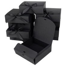 GXFCING 10 Pack Gift Boxes with Lids 16x16x5cm Black Cardboard Gift Box Bridesmaid Pr