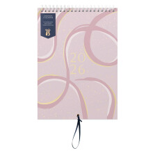 Busy B 2026 Wall Calendar for Couples - Pink Ribbon Slim Design with Dual Schedules,