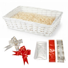 ALAYSTAR Premium White Wicker Gift Hamper Basket Set Create Your Own Christmas Festiv