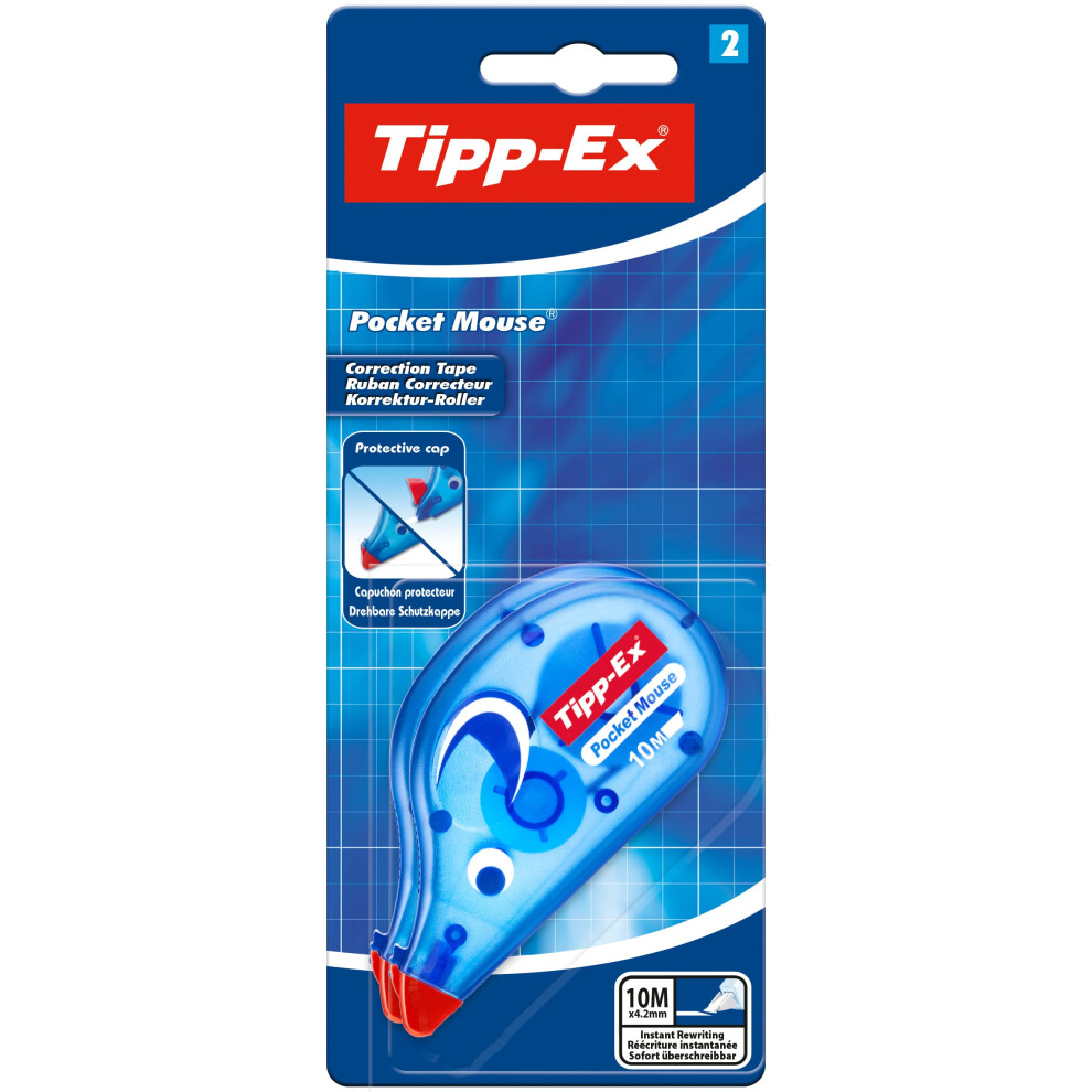Bic Tipp-Ex Pocket Mouse Correction Tapes – Pack Of 2- Easy To Use - Extra Tear-Resistant