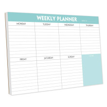 Weekly Planner Pad - Tear Off Planning Pad with Daily Schedule & Calendar, 52 Sheets, 100gsm Paper, Undated Weekly To Do List Notepad, 25.4x17.8cm