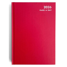 ELITEALPHA 2026 A4 Daily Diary – Page Per Day (Full Page Weekends), Maroon/Red Hardco