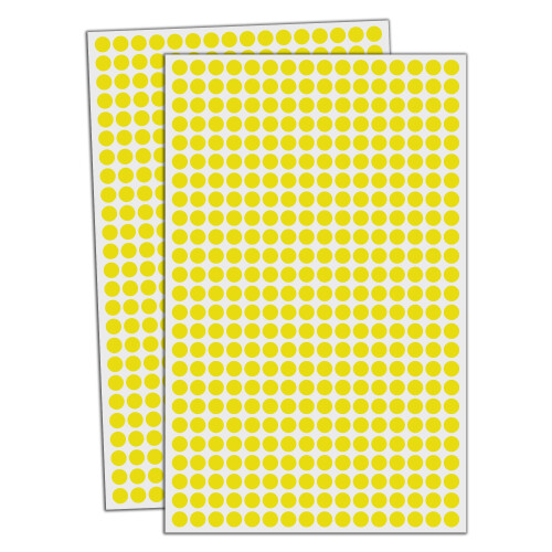 6000 Pack - 8mm Coloured Dot Stickers Sticky Labels - Yellow