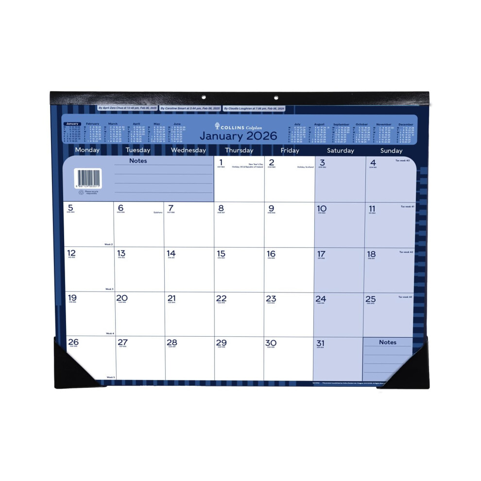 Collins - Colplan - 2026 12 Month Calendar Year A2 Monthly Desk Planner (DPA2-26)-image-OPC-PTX2HWX-NEW