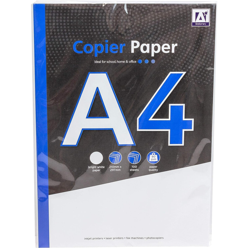 Photos - Office Paper A4 Copier and Printer Paper - 100 Sheets, 80gsm Bright White Paper - Size 297mm x 210mm