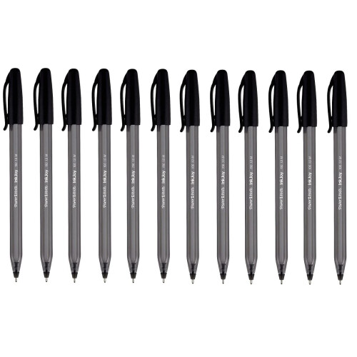 Paper Mate Inkjoy 100 Ballpoint Stick Pen Medium Point Black 12 Pack