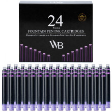 Wordsworth & Black 24 Pack Fountain Pen Ink Refills - Set of 24 Purple Ink Cartridges