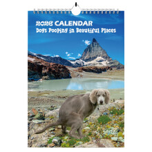 Dogs Pooping in Beautiful Places Calendar 2026, Funny Dogs Pooping Calendar Silly Gif