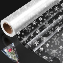 30m80cm White Snowflake Cellophane Wrap Roll,100% Recyclable ECO Colorful Gift For B