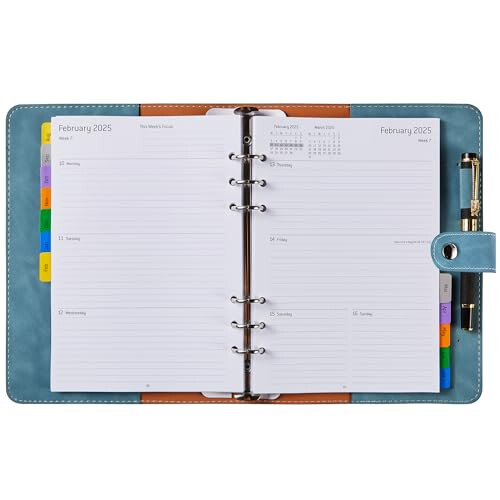 Academic Diary 2024-2025 Week to view A5, Refillable, Monthly Tabs, Pocket & Pen Loop