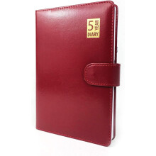JMS we create smile 5 Year Undated Leather Look A5 Day A Page Padded Diary (Burgundy)