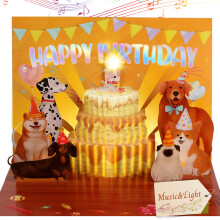 Birthday Cards, Musical Birthday Cards, Funny Pop Up Dog Birthday Card with Lights fo