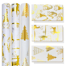 Niviy Christmas Wrapping Paper Roll x 3(300x43cm Each), Kids Wrapping Paper Printed w