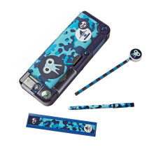 Tinc Pop-Out Compartment School Pencil Case - Blue - Includes Pencil with Eraser Topp