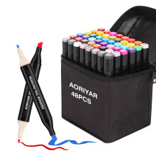 Aoriyar Marker Pens 48 Colours, Alcohol Art Markers Coloring Artist Pens Dual Tip Mar