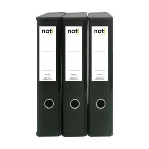 Box File Lock Spring with Ring Pull and Catch, 75mm Spine, Foolscap Black Pack of 3